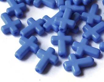 50 16 mm クロスビーズ ブルークロスビーズ プラスチッククロス クリスチャンビーズ ジュエリーメイキング ビーズ用品 アクリルクロスビーズ スマイリーボーイ