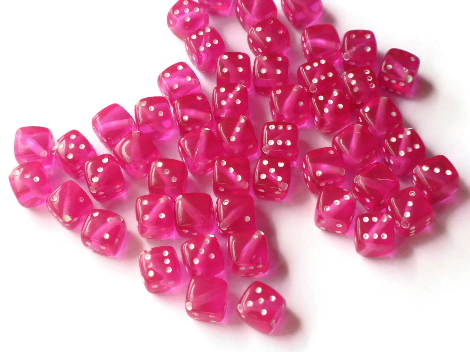 Bright Pink Dice Beads 8mm Cube Beads Plastic 6 Sided Dice Etsy