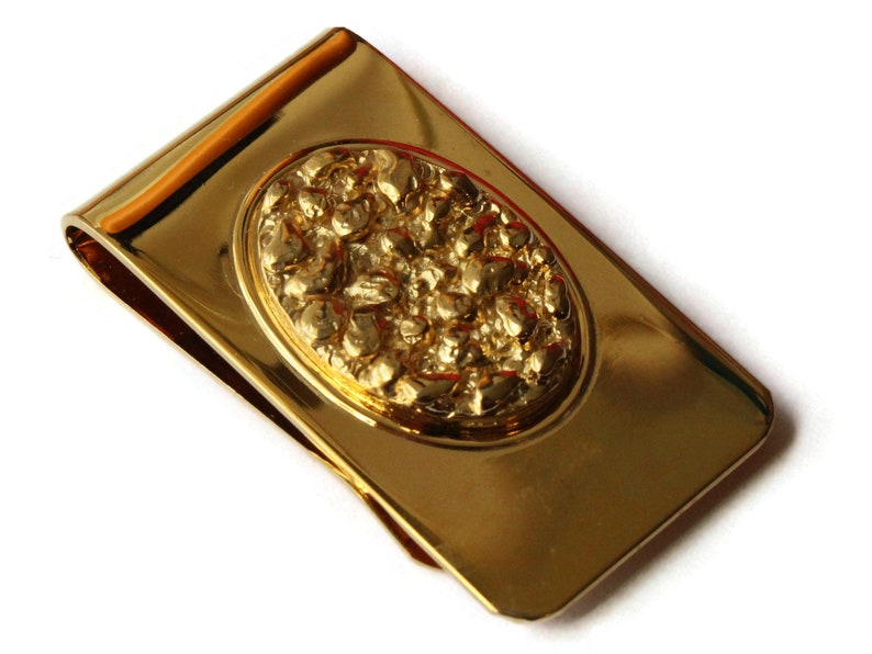 Vintage Golden Money Clip with Nugget texture on the front. | Etsy