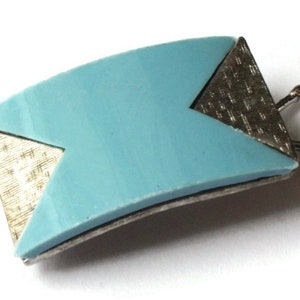 Vintage Blue and Silver Barrette Hair Decor Fashion Accessory 1950s or 1960s Silver Hair Clip