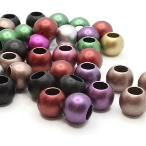 40 12 mm Satin Mischfarbe Kunststoffperlen runde Perlen zu Schnur Großloch Perlen Leichte Perlen European Style Perlen Schmuck machen