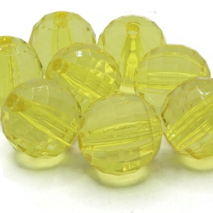 8 22 mm Klare Gelbe Facettierte Runde Perlen Acryl Runde Perlen Kunststoff Ball Perlen Schmuck machen Perlen Liefert Chunky Große Lose Perlen