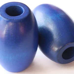 Ridiculously Huge Blue Beads Vintage Beads Wood Beads Barrel Beads Wooden Beads Large Hole Beads Big Beads Vintage Macrame Beads