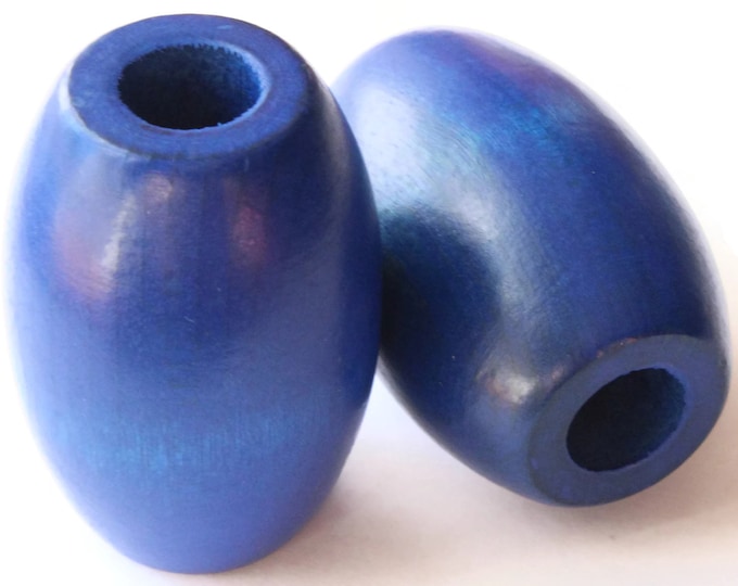 2 Inch Long Large Tube Beads Blue Beads Wood Beads Wooden Beads Vintage ...