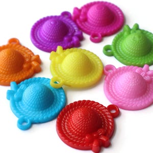 8 31mm Straw Hat Charms Wide Brimmed Hat Beads Mixed Color Charms Plastic Charms Bubblegum Acrylic Charms Jewelry Making Beading Supplies