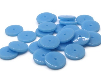 25 14mm Sky Blue Disc Beads Vintage Plastic Beads Saucer Beads Flat Disc Beads Loose Beads Round Beads Jewelry Making Beading Supplies