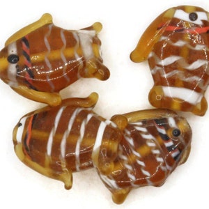 4 Brown Lampwork Fish Beads Striped Glass Fish Beads Sea Life Animal Beads Loose Beads for Stringing Jewelry Making Beading Supplies bR1
