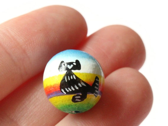 5 14mm Vintage Painted Clay Beads Round Multicolor Bird Beads Peruvian Clay  Beads to String Jewelry Making Beading Supplies 