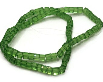 99 4mm Clear Green Glass Cube Beads Full Strand Jewelry Making Beading Supplies Loose Beads to String