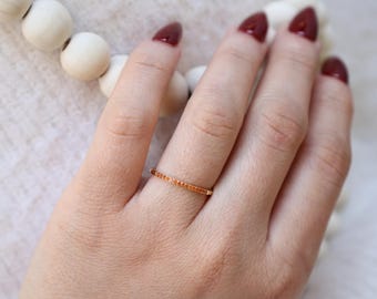 Minimalist Orange Zircon Ring, 18K Gold Dainty Orange Multi Stone Ring, Waterproof Stainless-Steel Jewelry, Birthstone Ring, Christmas Gift
