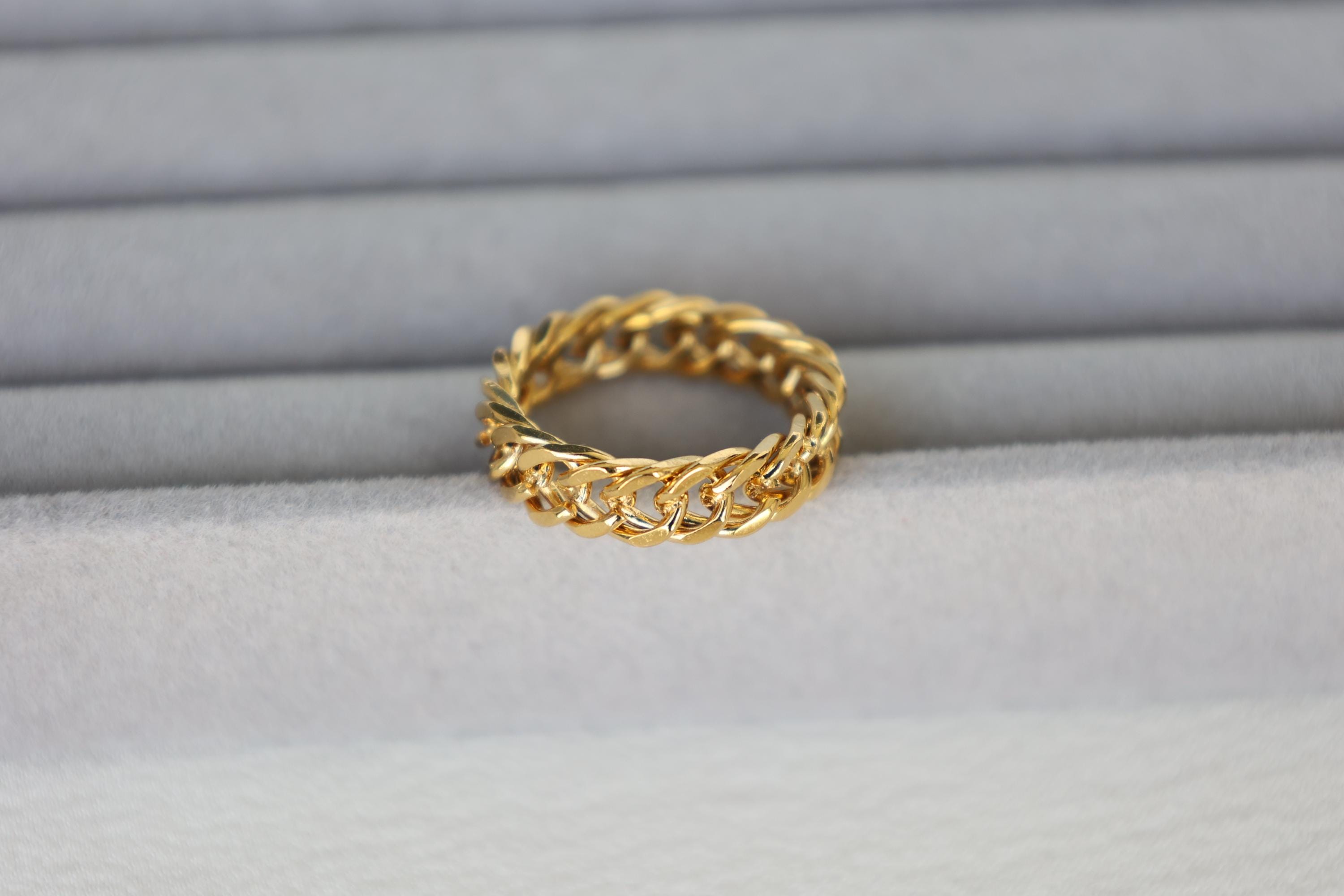 Large Chain Rings 18K Gold Chain Ring, Waterproof Thick Chain Ring Women, Stainless Steel ...