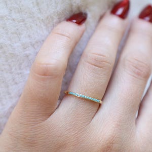 18K Gold Turquoise Ring, Dainty Ring, Thin Multi Stone Minimalist Ring, Waterproof Jewelry, Turquoise Eternity Ring, Everyday Ring, Gift Her