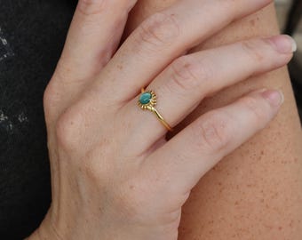 18K Gold Sun Ring, Dainty Sun Ring, Adjustable Minimalist Moonstone Sun Ring, Friendship Jewelry Thin Sun Ring, Gift for Her, Christmas Gift
