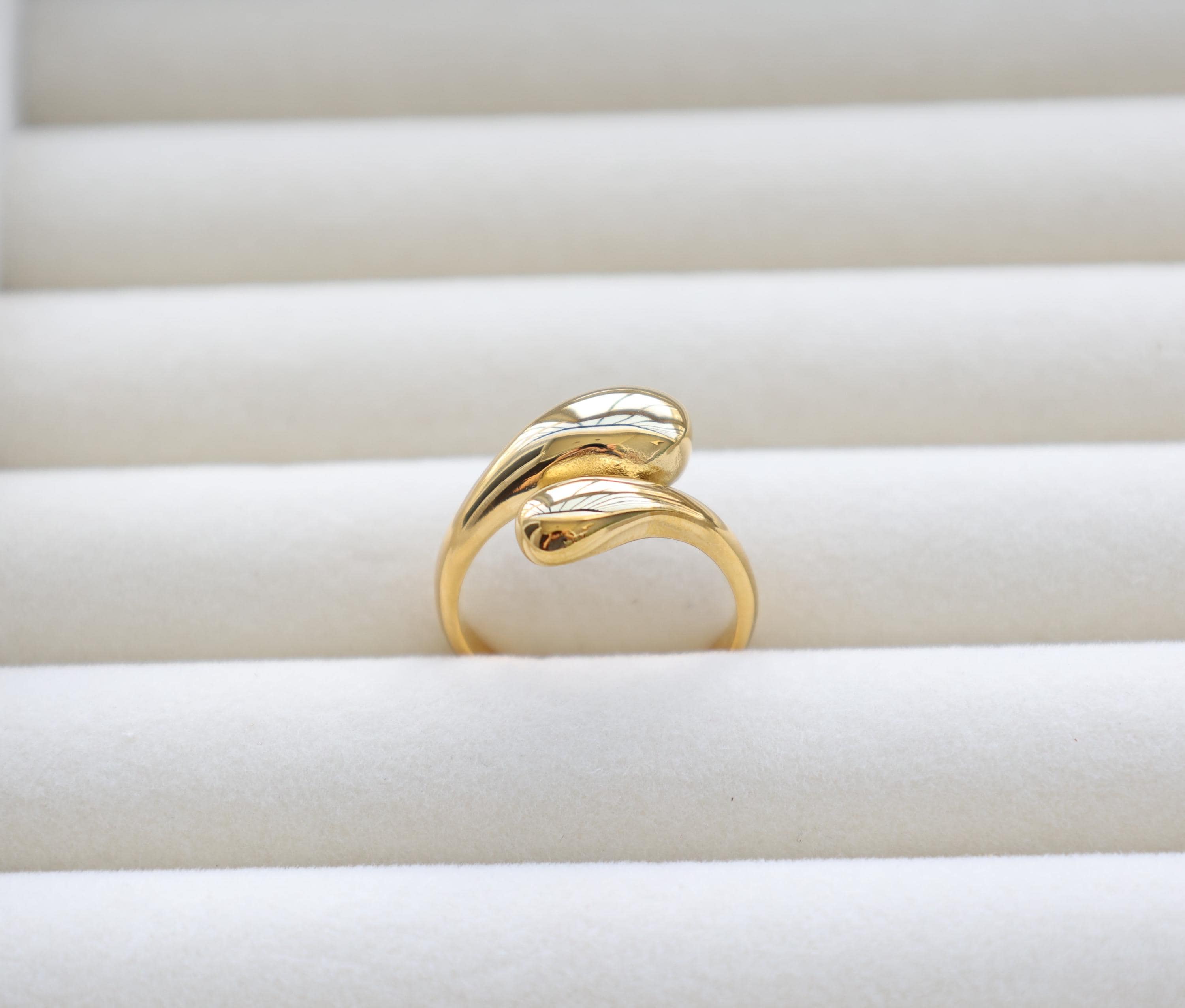 18K Gold Filled Dome Ring, Adjustable Chunky Ring, Waterproof Stainless-Steel Jewelry, Tarnish Free Stackable Ring Woman, Mother's Day Gift