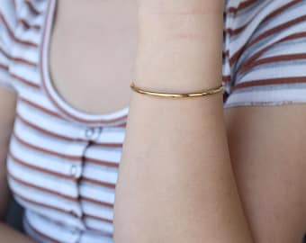 Dainty Cuff Bracelet, 18K Gold Adjustable Cuff Bracelet, Bangle Simple Minimalist Stackable Cuff Bracelet Waterproof Stainless-Steel Jewelry