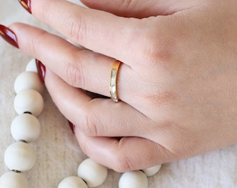 18K Gold Baguette Ring, Tennis Ring, Personalized Engagement Ring, Waterproof Statement Ring, Handmade Jewelry, Wedding Ring, Promise Ring