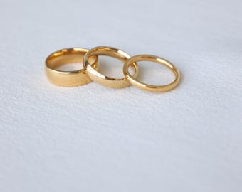 18K Gold Filled Band Ring, Wedding Custom Couples Ring, Personalized Waterproof Jewelry, Promise Engagement Engraved Ring, Anniversary Gift