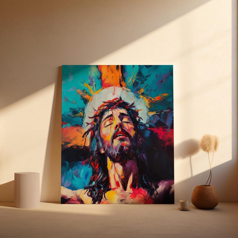 Jesus on Cross Biblical Art Home Decor Christian Gifts Birthday Gifts ...
