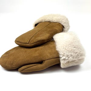 Camel Braune Lammfell Handschuhe: Gefütterte Wolle Schaffell Handschuhe