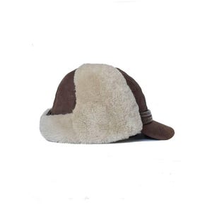 Natural Shearling Sheepskin Trapper Hat  Real Sheepskin Leather Aviator Hat