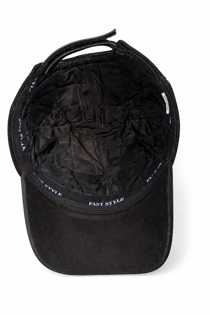 Python Leather Baseball Cap Black Leather hat for men
