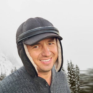 Sheepskin Leather Aviator Hat | Genuine Shearling Trapper Hat for Men & Women