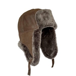 Men&#39;s and Women&#39;s Shearling Sheepskin Leather Trapper Hat Cold Weather Aviator Hat