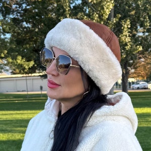 Handmade Cozy Winter Beanie Hat | Genuine Shearling Sheepskin Leather | Warm & Stylish Headwear for Men and Women