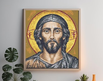 Jesus Cross Stitch Pattern PDF - Elegant Style Christian Symbol Cross Stitch-Modern XStitch Chart-Hoop Art-Hand Embroidery-Instant Download