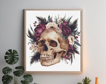 スカル スケルトン クロスステッチ デジタル PDF パターン - インスタント PDF ダウンロード - インスタント PDF ダウンロード - 簡単な xstitch チャート - 簡単な刺繍パターン