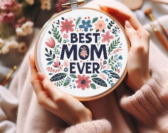Beste Mutter aller Zeiten geschrieben Kreuzstich-Muttertagsgeschenk-Stickdatei-Digtal Download- Kreuzstich Muster PDF- Moderner Kreuzstich
