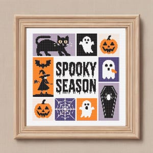 Halloween Cross Stitch-Witch-Pumpkin-Bat and Skeleton Xstitch-Instant Download-Spooky Cross Stitch- Digital XStitch Pattern-Spooky Season
