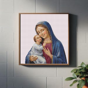 Virgin Mary and Jesus Cross Stitch Pattern - Iconic Christian Symbol, Perfect for Religious Home Decor and Gifts,Faith and Craft Enthusiasts