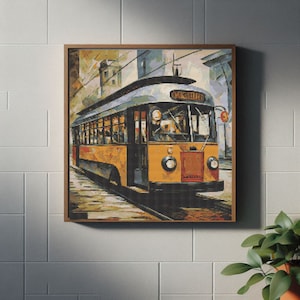 Padrão de ponto cruz com tema de trem | Download Digital | Projetos de artesanato com motivos ferroviários e de transporte - decoração de casa - arte de parede