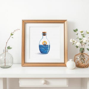 Sailboat in a Bottle Cross Stitch Pattern | Nautical Embroidery PDF | Ocean Waves Counted Cross Stitch | DIY Coastal Home Decor Gift