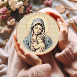 Virgin Mary Cross Stitch Pattern - Digital Download-Cross Stitch-Religious Crafts-Cross Stitch Art-Modern Cross Stitch Pattern-200x200
