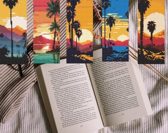 5 Pcs Bookmark Cross Stitch Pattern PDF-Modern Cross Stitch Bookmark-Digital Download-Maldives Cross Stitch Package-Bookmark Set Xstitch