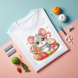 Easy to Design Cross Stitch Model to Decorate Your Home and Children's Rooms with Cute Mouse -Easy to Design Canvas Model with Easy Download