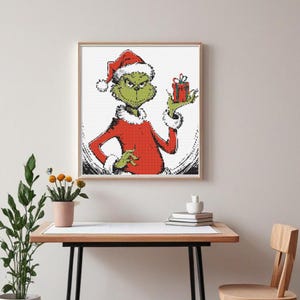Christmas Ornament Counted Cross Stitch PDF Pattern-Festive Holiday Stitch Pattern-Christmas Grinch Counted Cross Stitch PDF Pattern