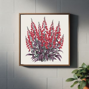 Flower Pattern Cross Stitch Model in Pastel Tones - Digital Pdf File Suitable for Canvas Embroidery for Clothes and Home Decoration-Lavender
