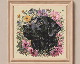 黒のラブラドールのクロスステッチ、ブラックフライデーセール