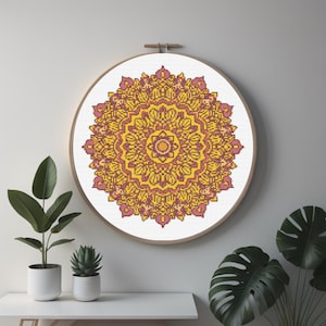 Mandala Korsstygnsmönster PDF - Etniskt Mönstrat - Modernt XStitch Diagram - Hoop Art - Handbroderi - Direkt Nedladdning - Spetsarbeten - Heminredning