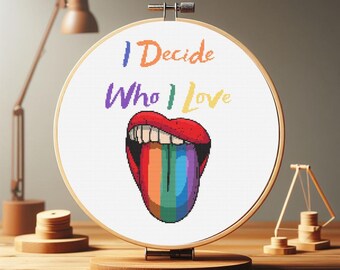 Bisexual Cross Stitch Pattern-LGBT Cross Stitch-Pride Embroidery-Lesbian Cross Stitch-Transgender Cross Stitch-Gay Pride Embroidery Design