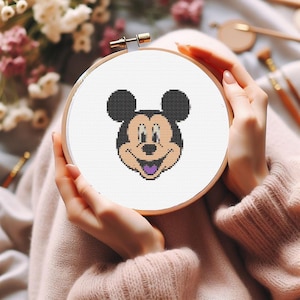 Mouse Cross Stitch-Instant Download-Micky Xstitch-Embroidery Projects-Modern Cross Stitch-Cute Cross Stitch Pattern-100x100 Stiches