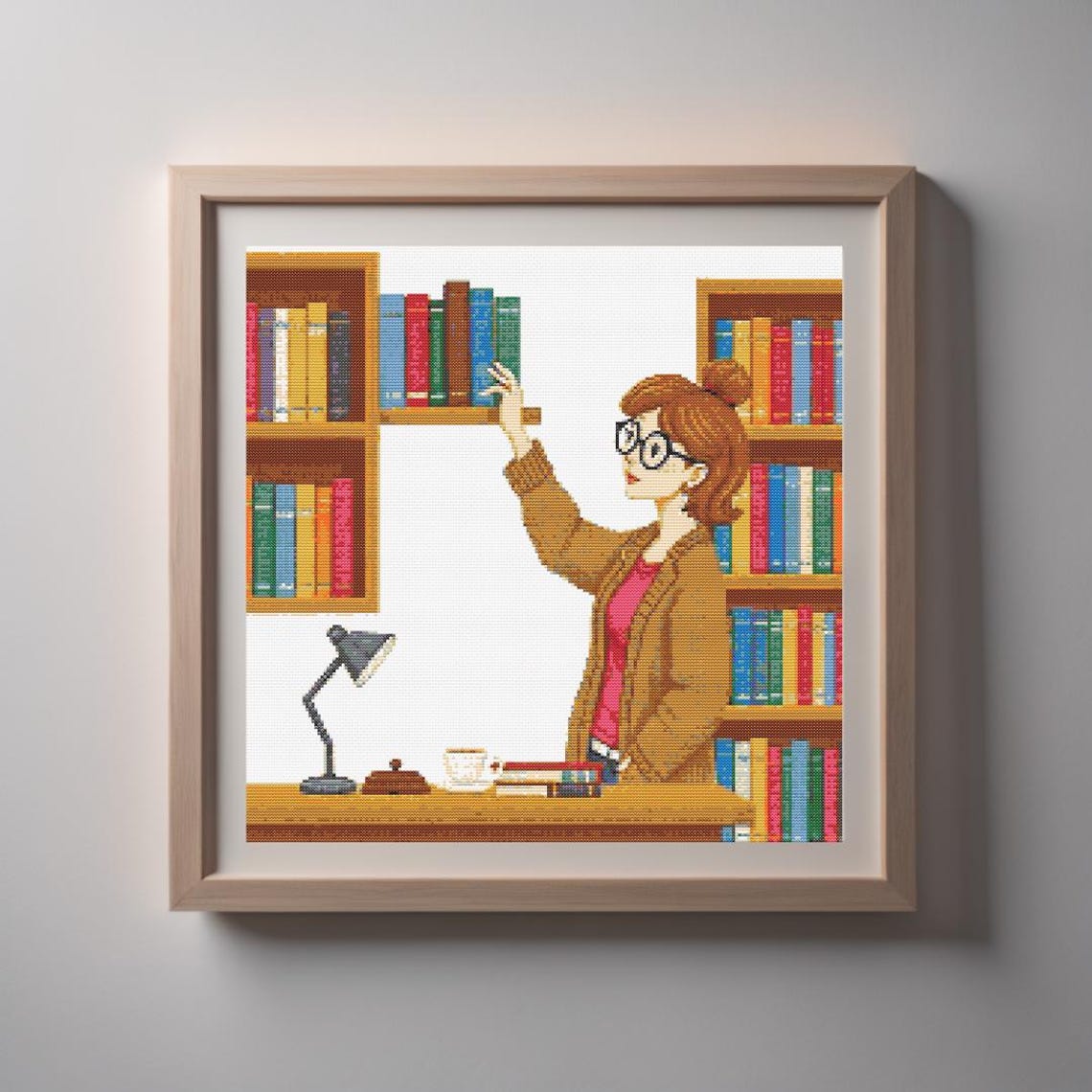 Library Worker Cross Stitch Pattern: Cozy Reading Design (PDF) - Etsy