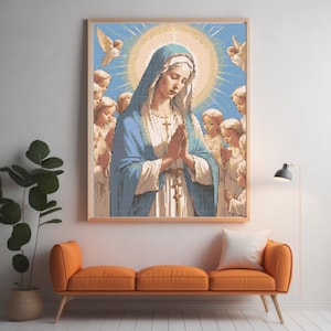 Angels And Virgin Mary Cross Stitch-Christian Stitch-Orthodox Pattern-Mother Of God,Religious Hand Embroidery,Instant Download,Pdf Pattern