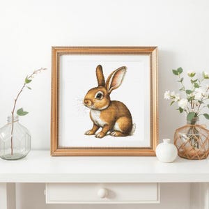 Adorable Bunny Cross Stitch Pattern | Digital Download | Cute Rabbit Embroidery Design for Kids Room, Nursery, and Animal Lovers
