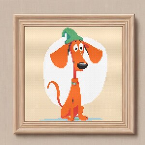 Patrón de punto de cruz de perro lindo - Decoración de habitación infantil - Patrón de punto de cruz - Gráficos digitales en PDF - Arte de guardería - Arte de aro - Bordado Xstitch - 100x100