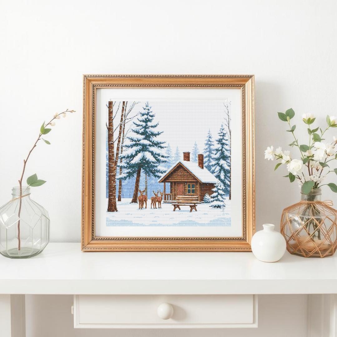 Winter Deer Cross Stitch Pattern | Snowy Forest Embroidery PDF ...