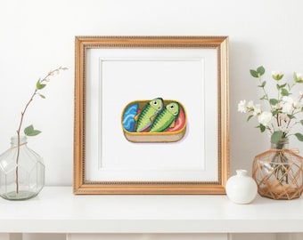 Cute Sardine Can Cross Stitch Pattern - Instant PDF Download - Fun Fish Embroidery Chart - DIY Needlepoint Home Decor-Counted Cross Stitch